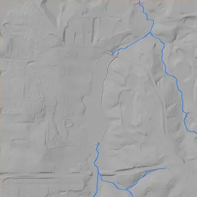 Lidar terrain shading around Ward Lake