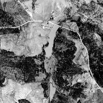 Aerial photo of Ward Lake, 1940