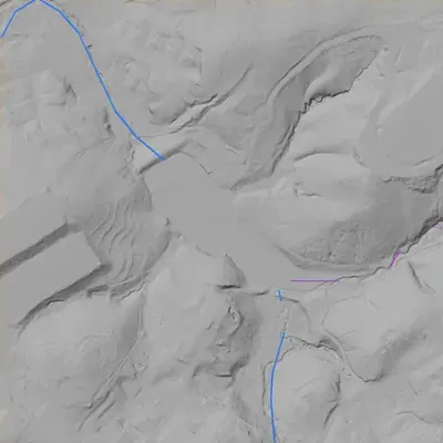 Lidar terrain shading around Erin Lake