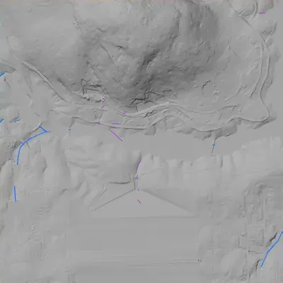 Lidar terrain shading around Stone Mountain Park Dam-South (Venable Lake)