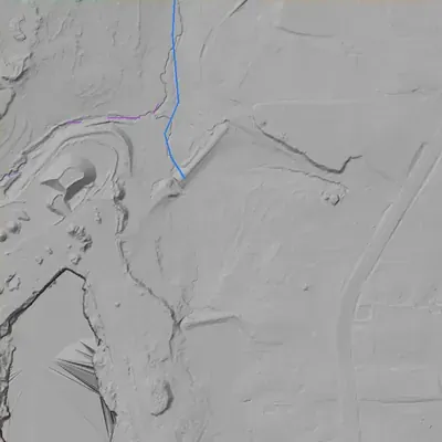Lidar terrain shading around Key Lake