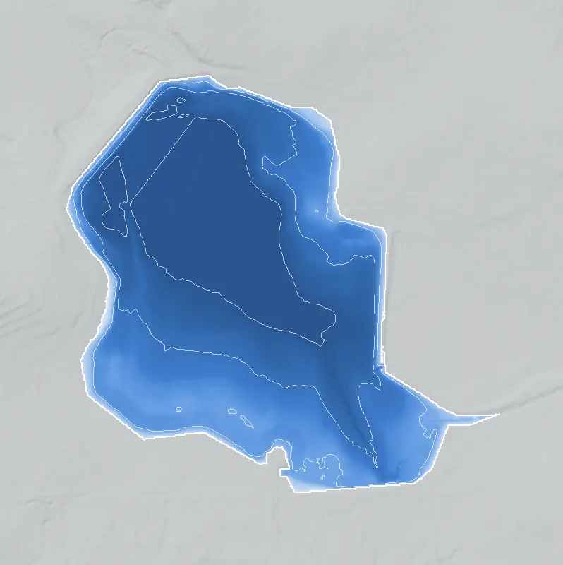 Joels Lake shaded by depth