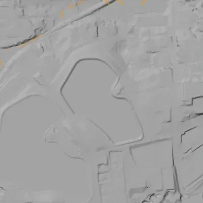 Lidar terrain shading around Atlanta Reservoir No. 1 (Hemphill Reservoir No. 1)
