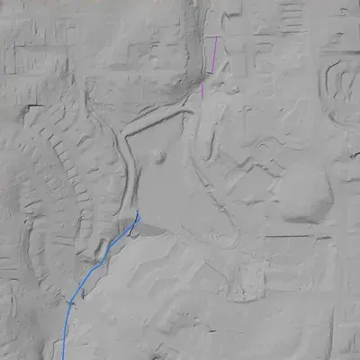 Lidar terrain shading around Glen Emerald Lake