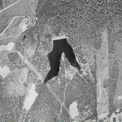 Aerial photo of Rockbridge Lake, 1955