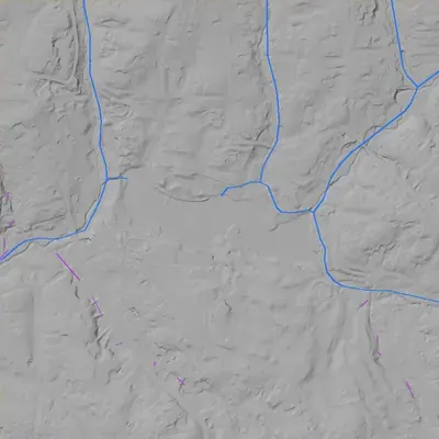 Lidar terrain shading around Capital City Country Club Lake (Brookhaven Country Club Lake)