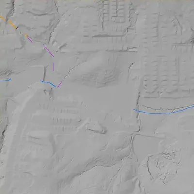Lidar terrain shading around Harbin Lake