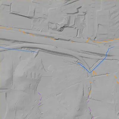 Lidar terrain shading around Stewarts Lake