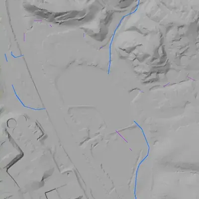 Lidar terrain shading around Rivermeade Lake