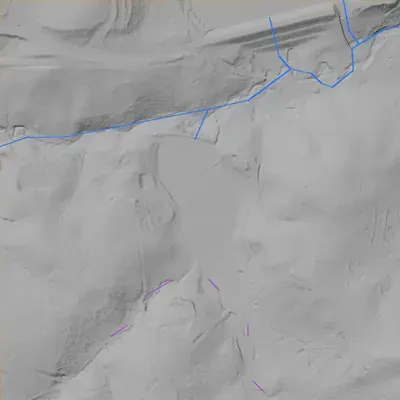 Lidar terrain shading around Kristina Lake