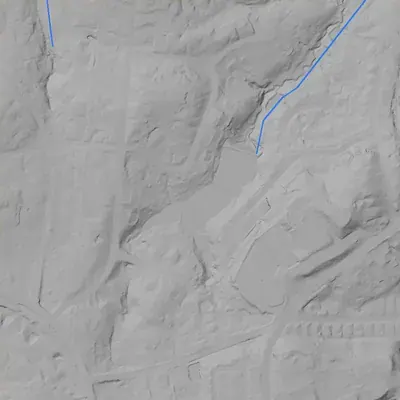 Lidar terrain shading around Kings Cliff Lake