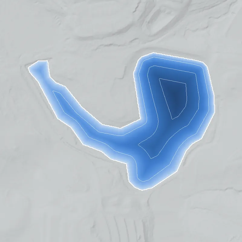 Mystery Valley Lake shaded by depth
