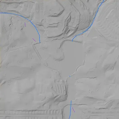 Lidar terrain shading around Mystery Valley Lake