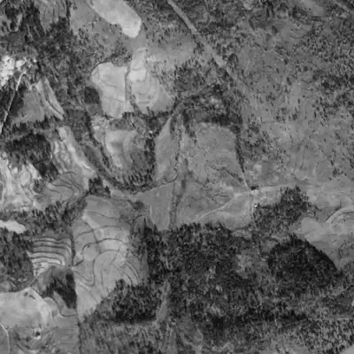 Aerial photo of Mystery Valley Lake, 1940