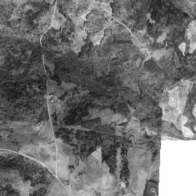 Aerial photo of Crooked Creek Lake, 1940
