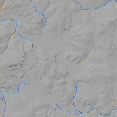 Lidar terrain shading around Water's Edge Lake