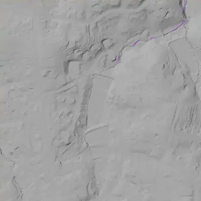 Lidar terrain shading around Dunwoody Club Crossing Lake