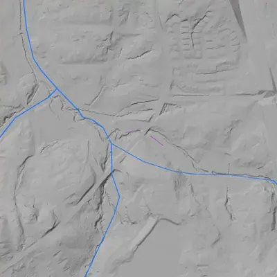 Lidar terrain shading around Henderson's mill pond