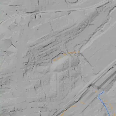 Lidar terrain shading around Brookwood Hills spring-fed lake