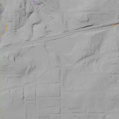 Lidar terrain shading around Mozley Park lakes