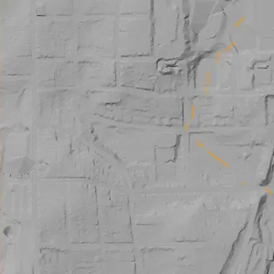 Lidar terrain shading around White City amusement park lake