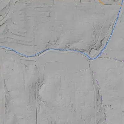 Lidar terrain shading around Pine Lake